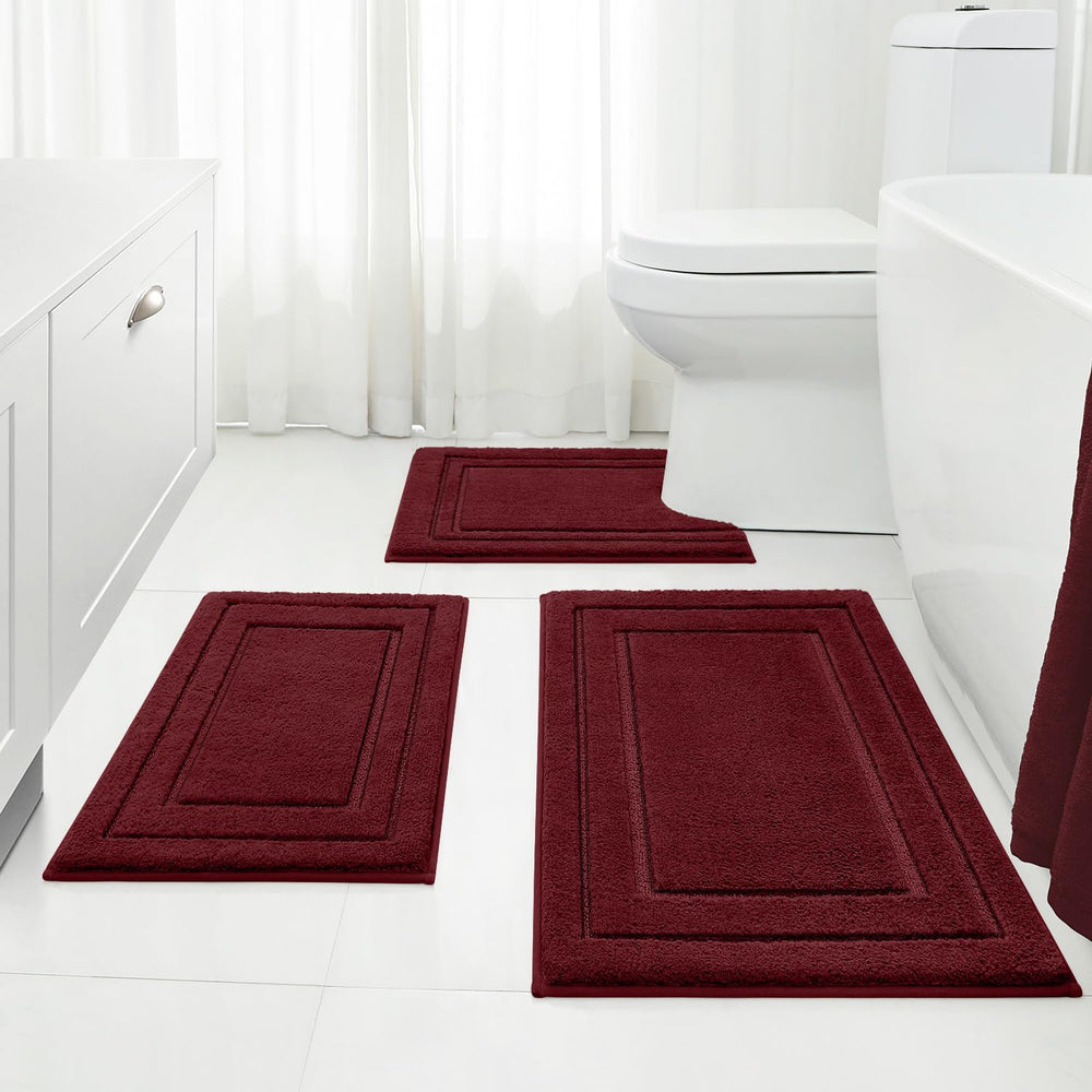 HOMEIDEAS ensemble de 3 tapis rouge bourgogne, confort et style