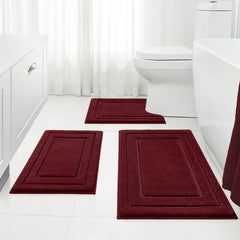 HOMEIDEAS ensemble de 3 tapis rouge bourgogne, confort et style