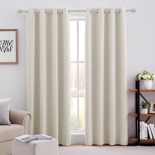 HOMEIDEAS rideau occultant face avant montrant couleur crème et tombé élégant