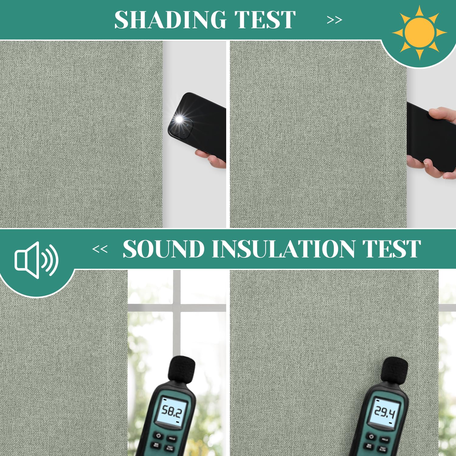 HOMEIDEAS tombé du rideau montrant drapé naturel et réduction de lumière