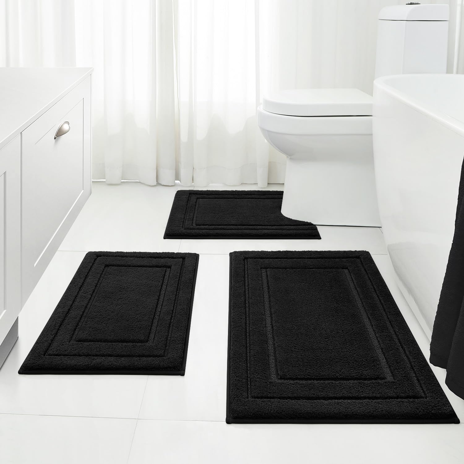 HOMEIDEAS ensemble 3 tapis devant la douche pour sécurité et confort