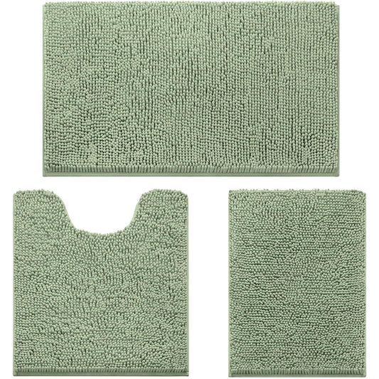 HOMEIDEAS tapis de bain ensemble 3 vert sauge vue face, confort immédiat