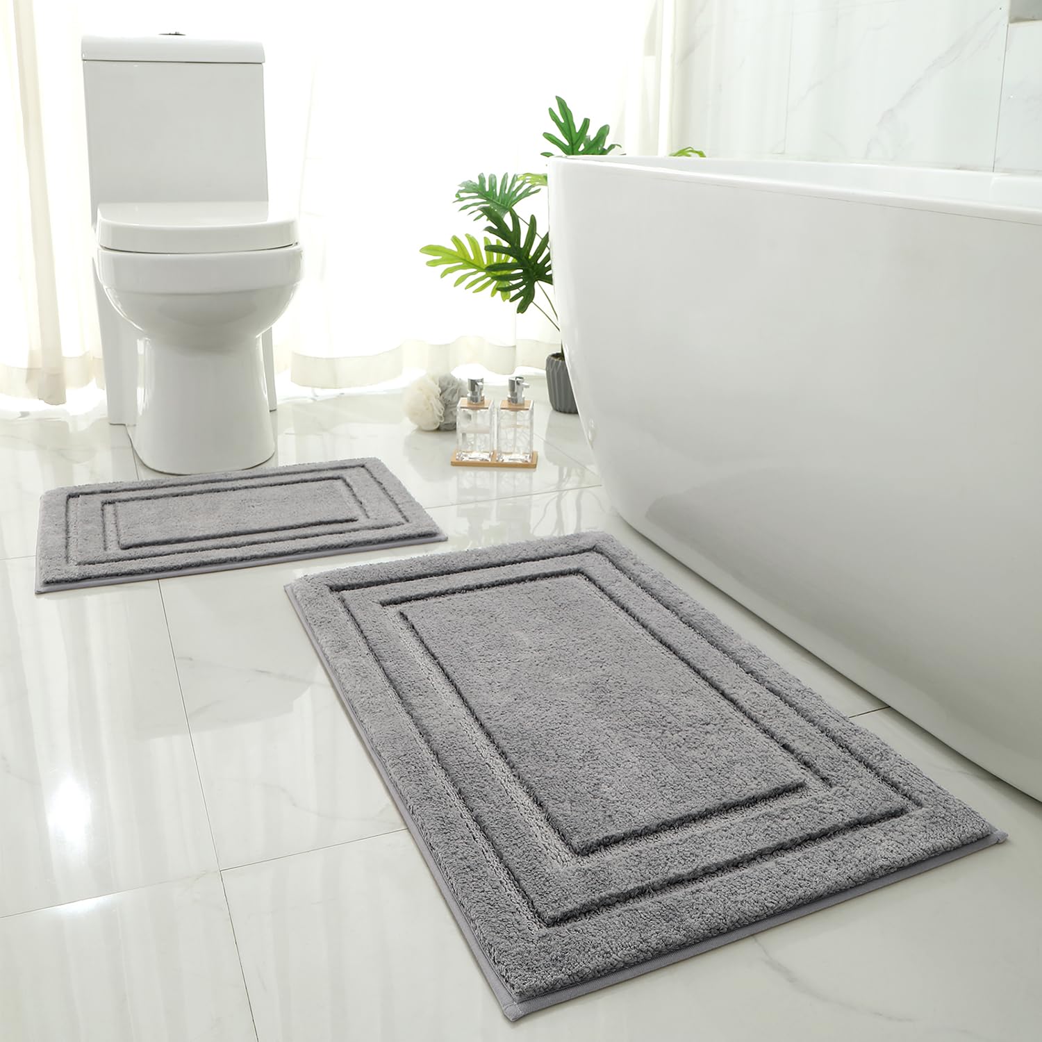 HOMEIDEAS tapis face avant gris moelleux et accueillant