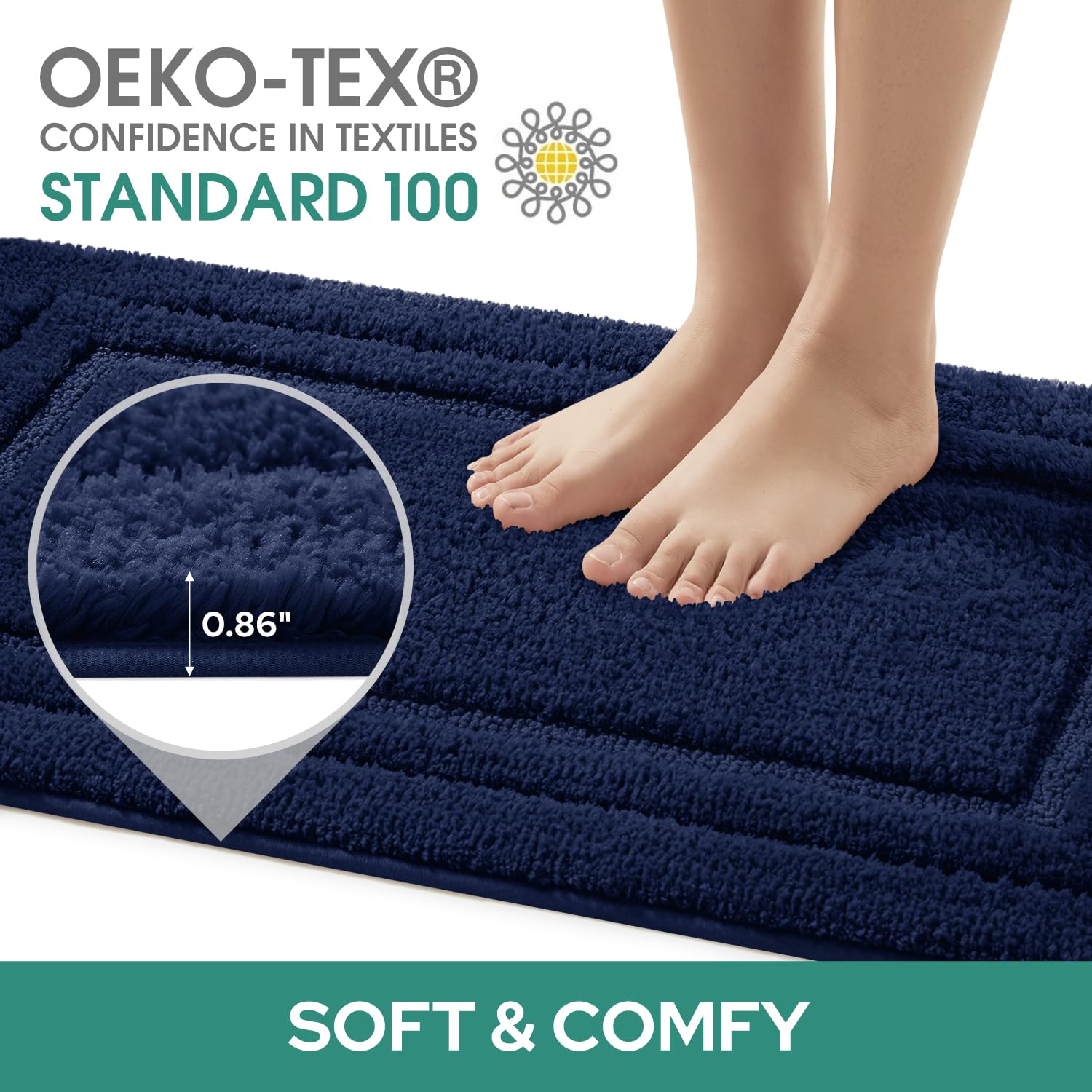 HOMEIDEAS tapis près du lavabo gros plan montrant douceur et finition