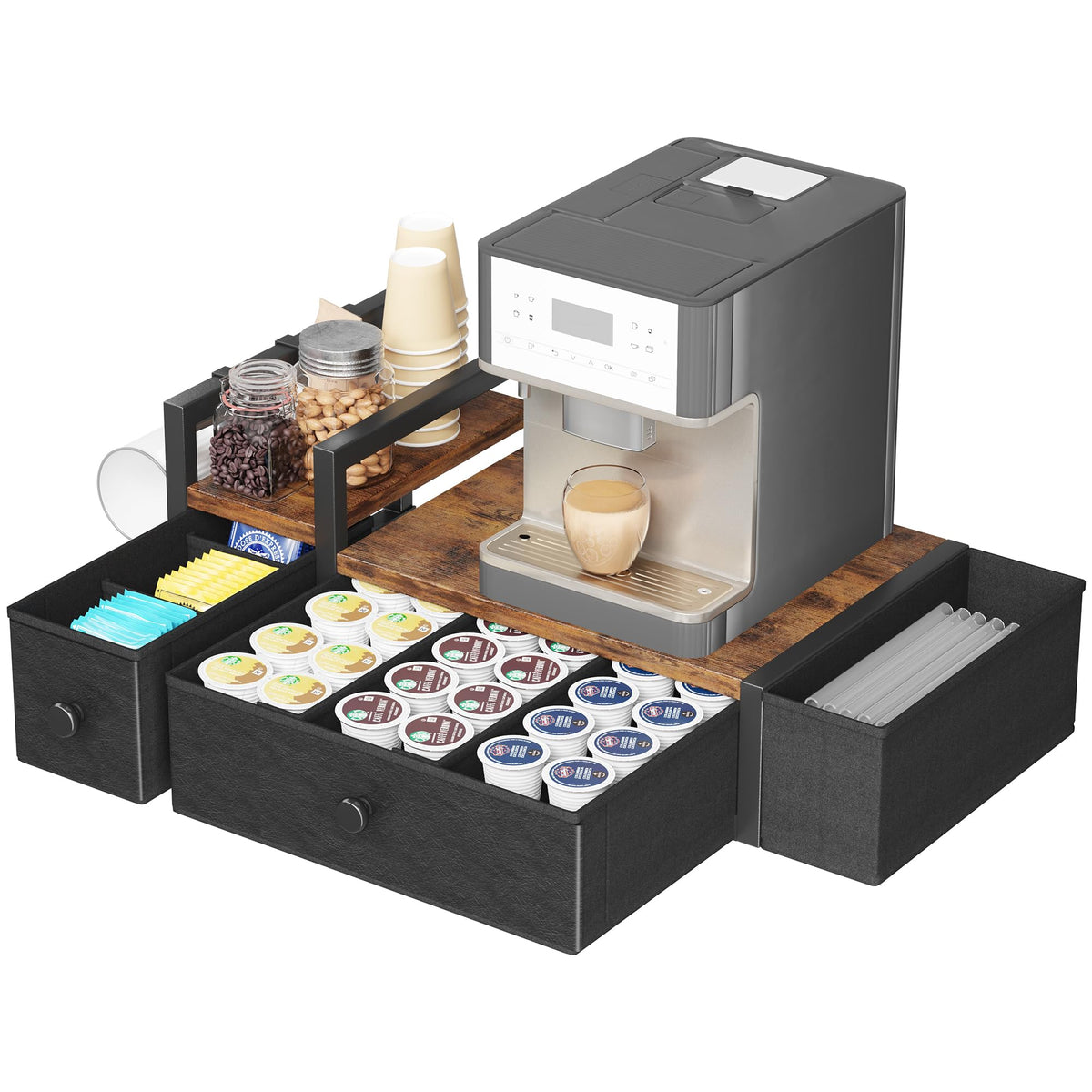 Homeiju vue avant sur comptoir brun optimisant espace café