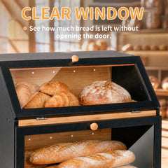 HOMEKOKO intérieur double étage contenant pains et viennoiseries organisés