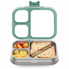 HOMEKOL boîte bento verte ouverte montrant compartiments, pratique pour repas scolaire