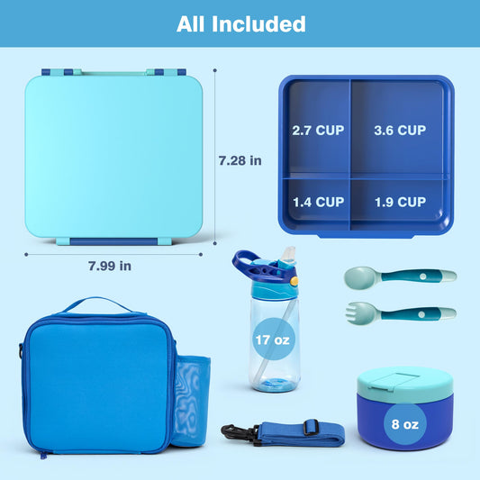 HOMEKOL boîte bento ouverte quatre compartiments pour repas variés