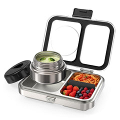 HOMEKOL boîte-déjeuner vue de face montrant format compact et répartition intérieure pratique