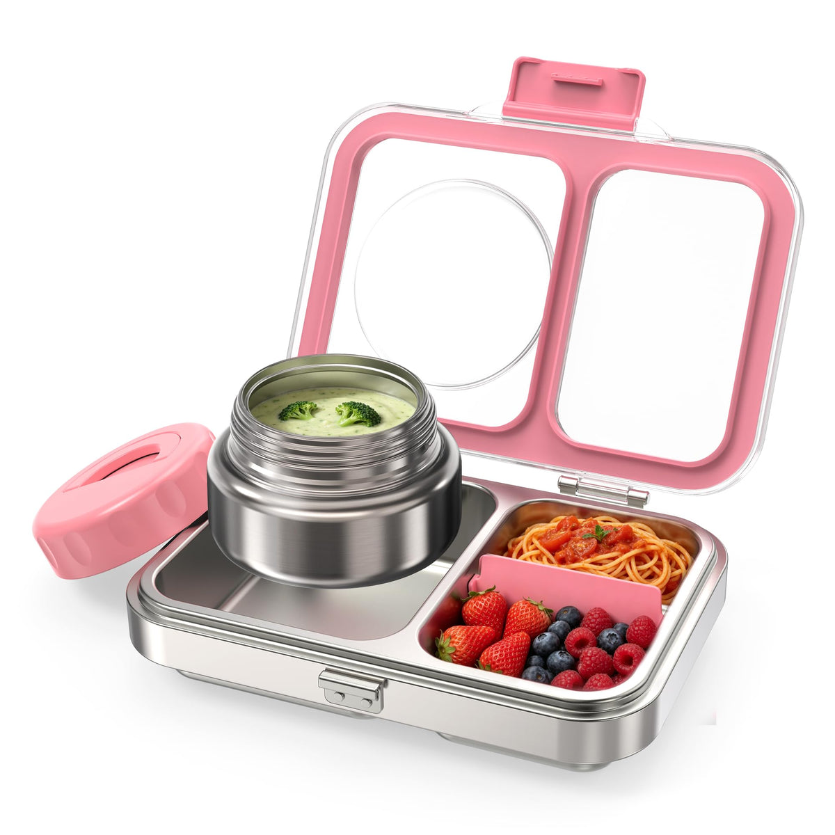 HOMEKOL boîte repas rose vue de face montrant solidité et design