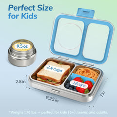 HOMEKOL boîte ouverte montrant le pot isotherme 9,5 oz, rangement organisé