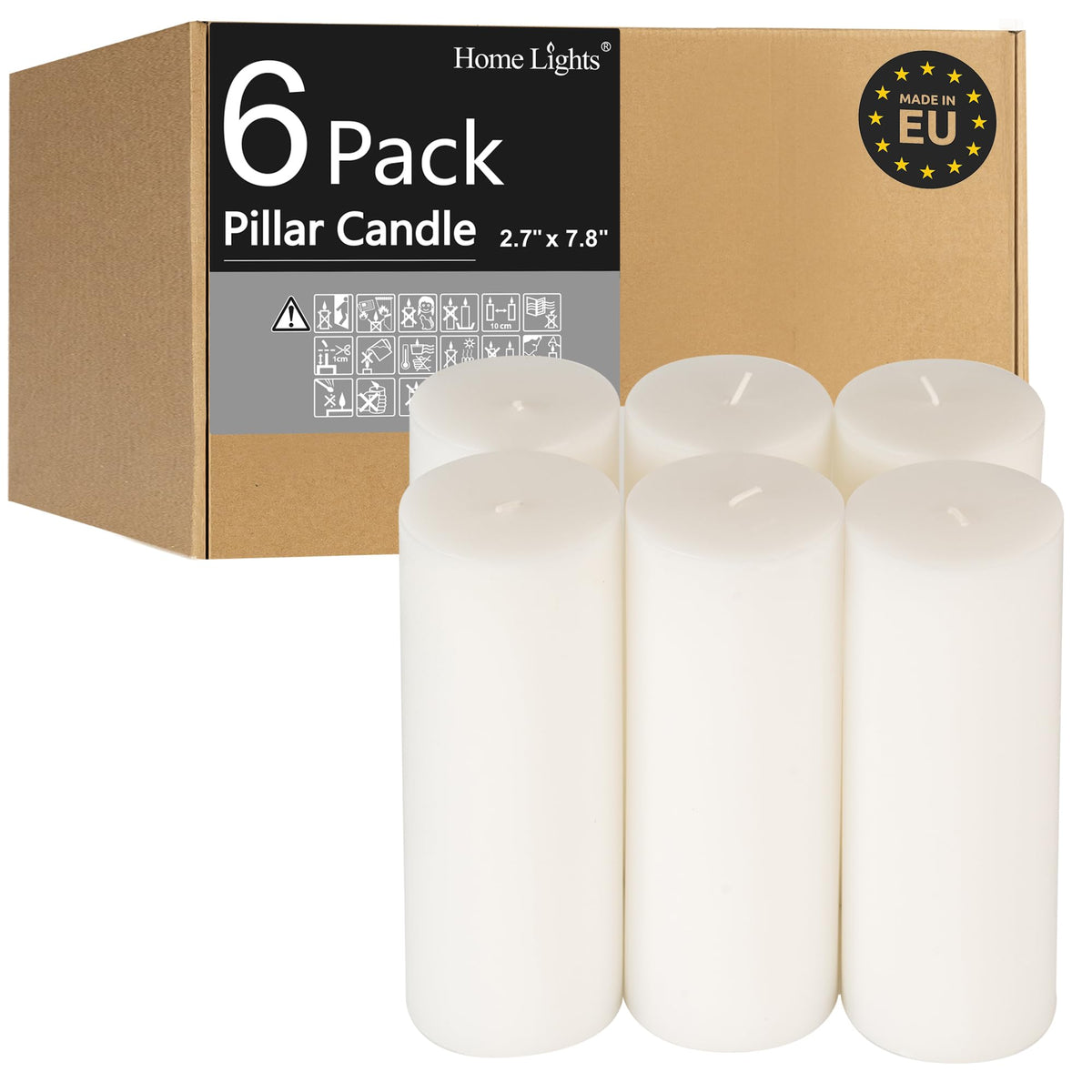 Home Lights emballage avant montrant le lot de six bougies, prêt pour l'événement