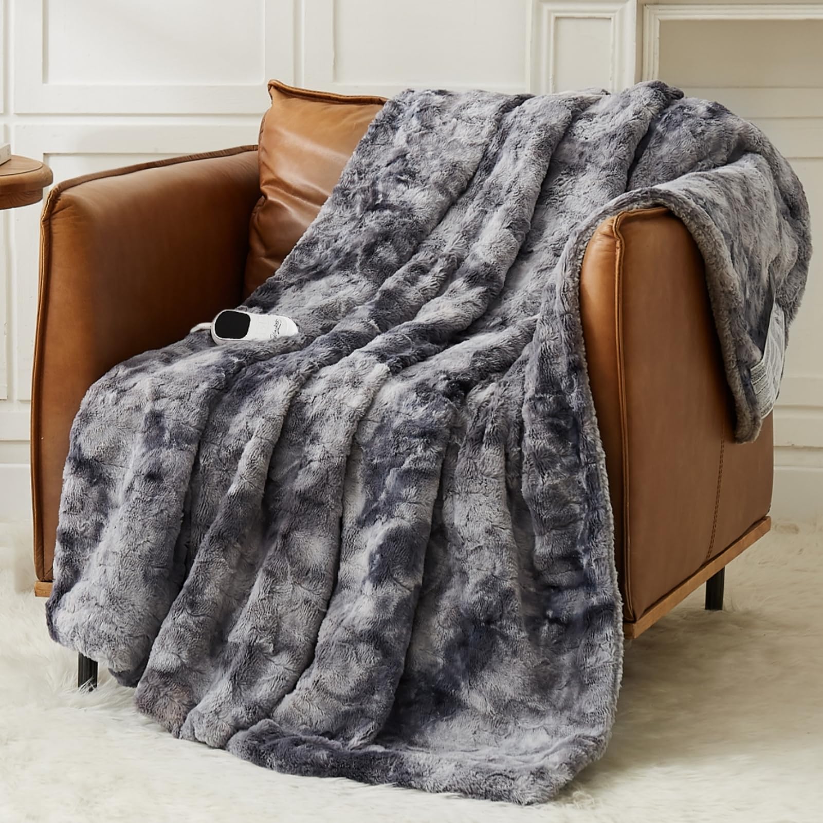 Homemate couverture face fourrure synthétique douce pour chaleur confortable