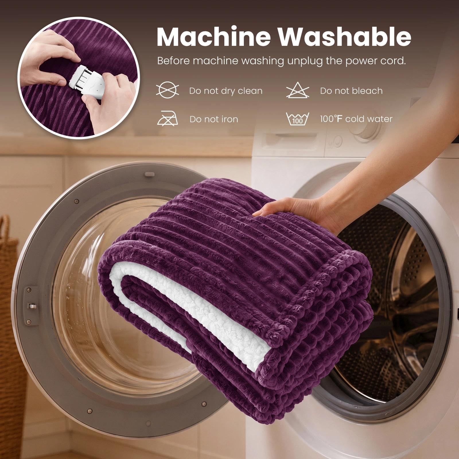 Homemate plaid comparaison d'échelle montrant dimensions 50×60 pouces pour lit individuel