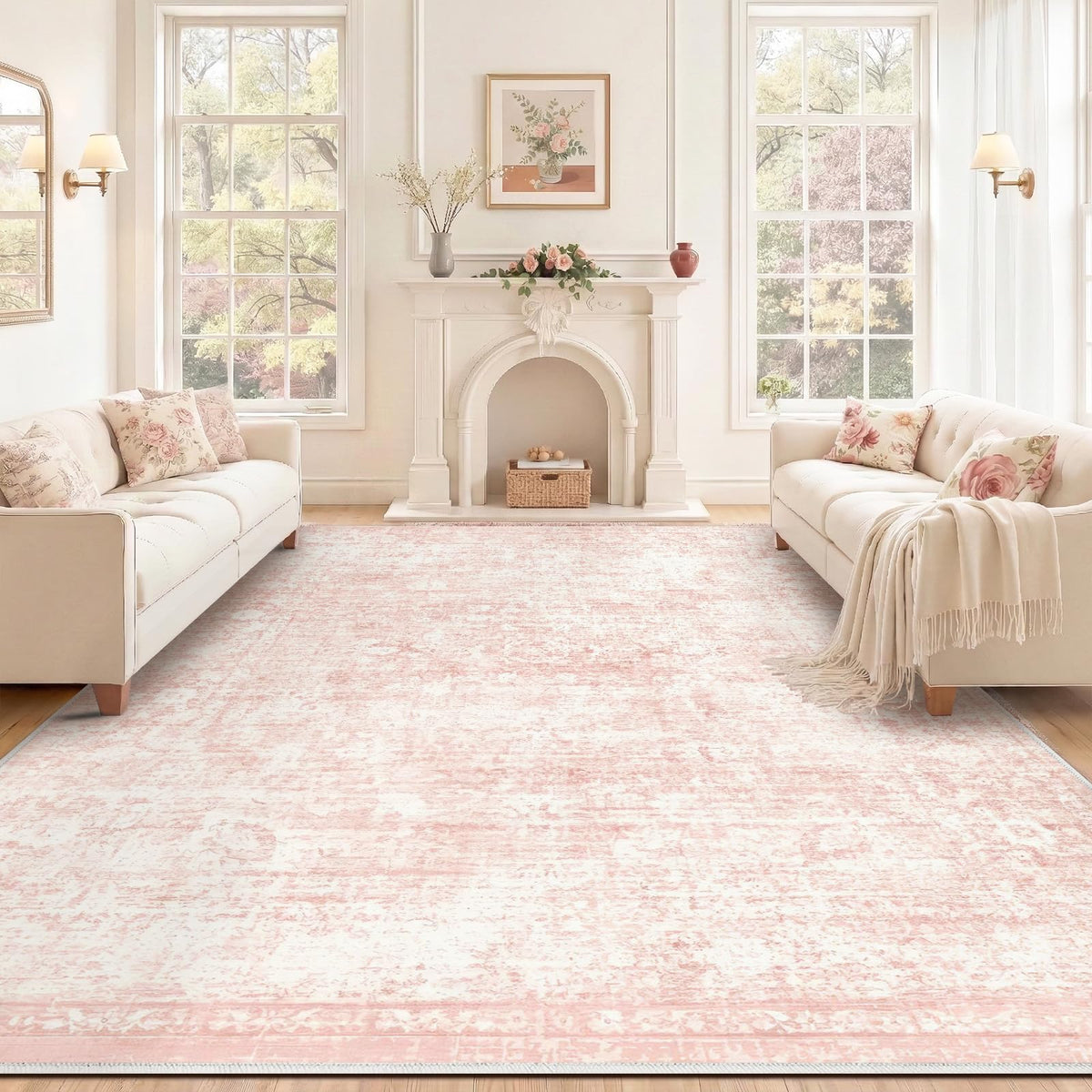 Homemate tapis face recto montrant motif vintage et esthétique apaisante