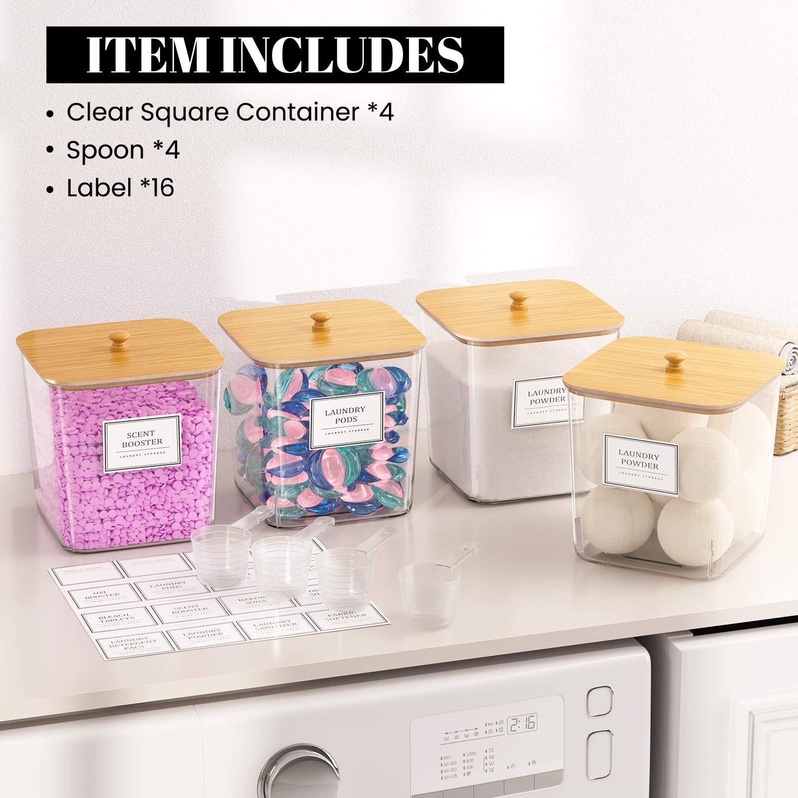 HomePekite contenant en situation dans buanderie apportant rangement ordonné