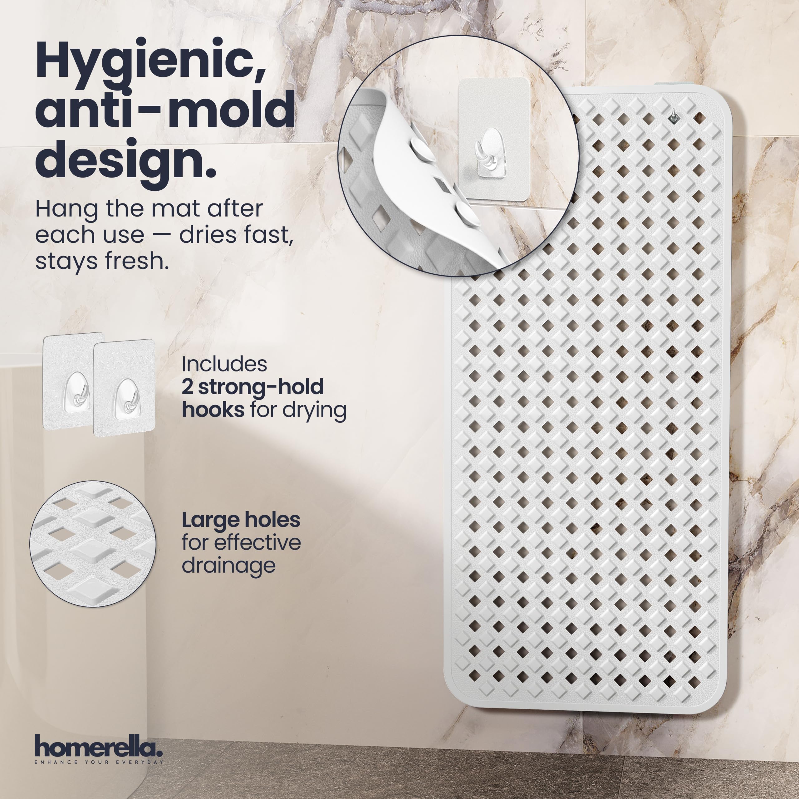 Homerella agencement des trous favorisant drainage rapide et séchage
