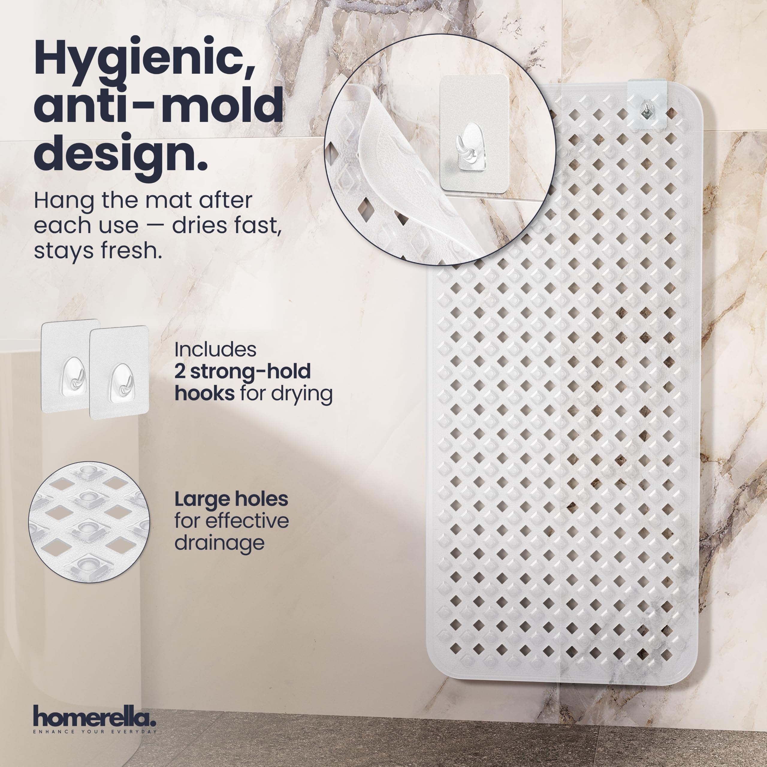 Homerella tapis posé dans baignoire pour stabilité et sécurité