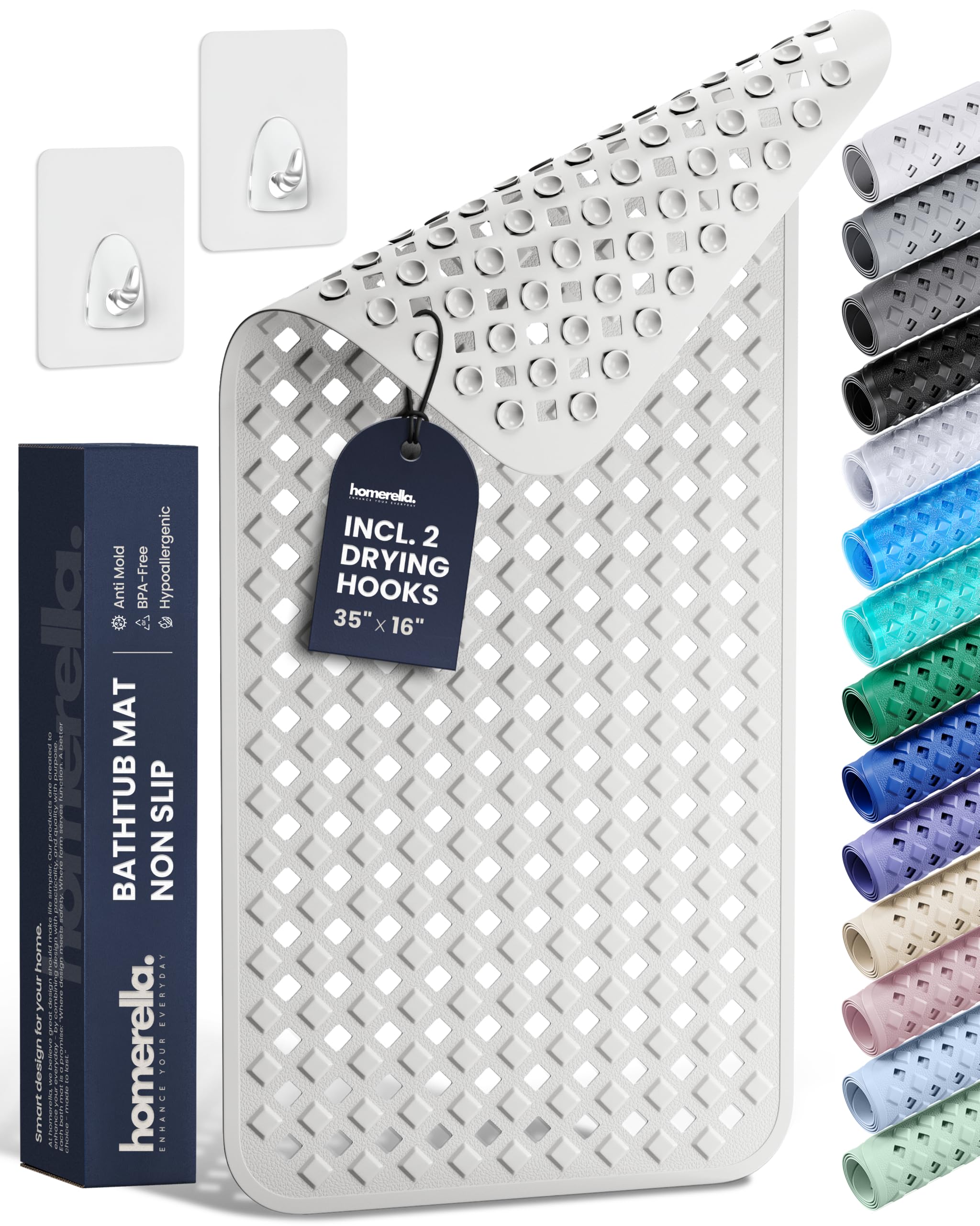 Homerella tapis devant emballage montrant design et dimensions pratiques