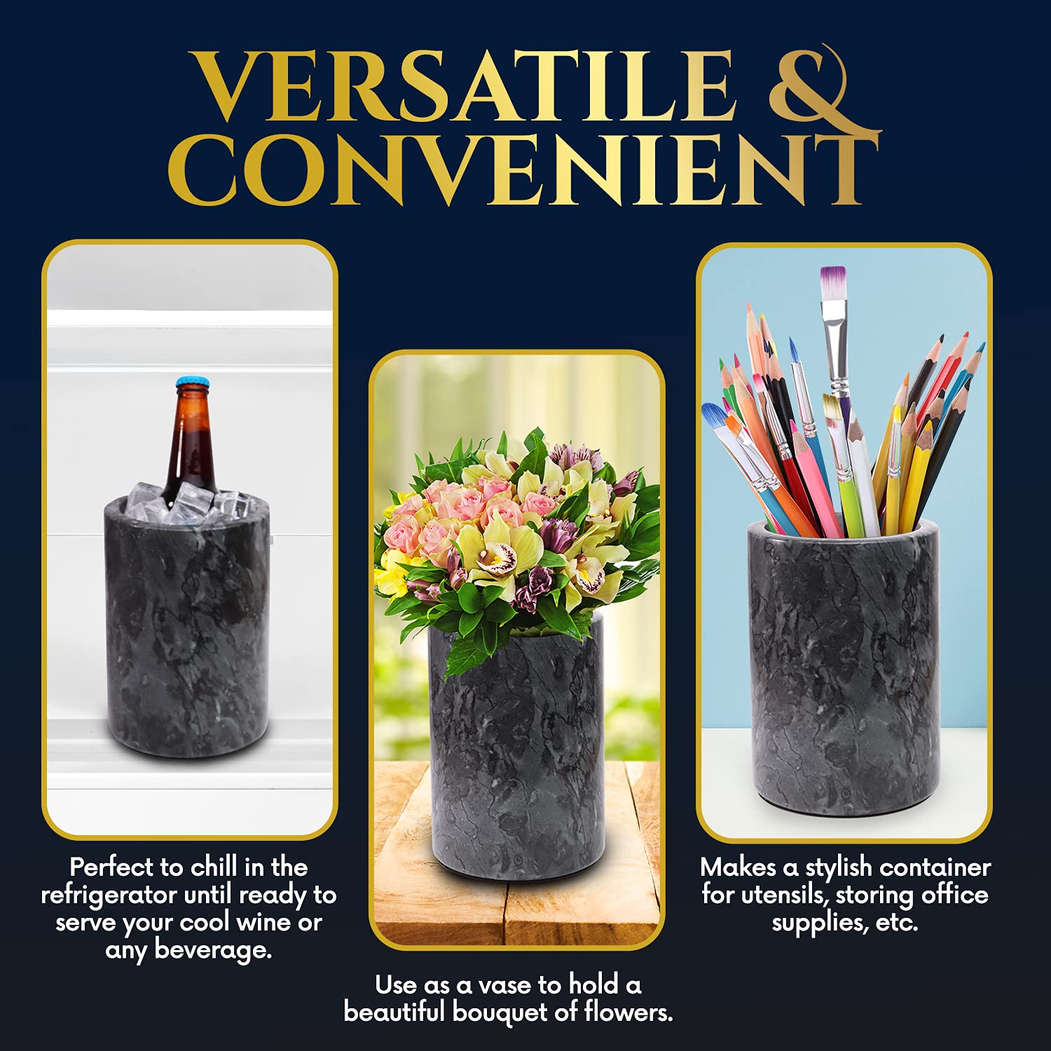 Homeries utilisé comme vase et pot à ustensiles, polyvalence pratique