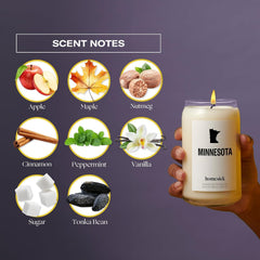 Homesick étiquette détaillée lisible indiquant notes pomme érable et informations produit