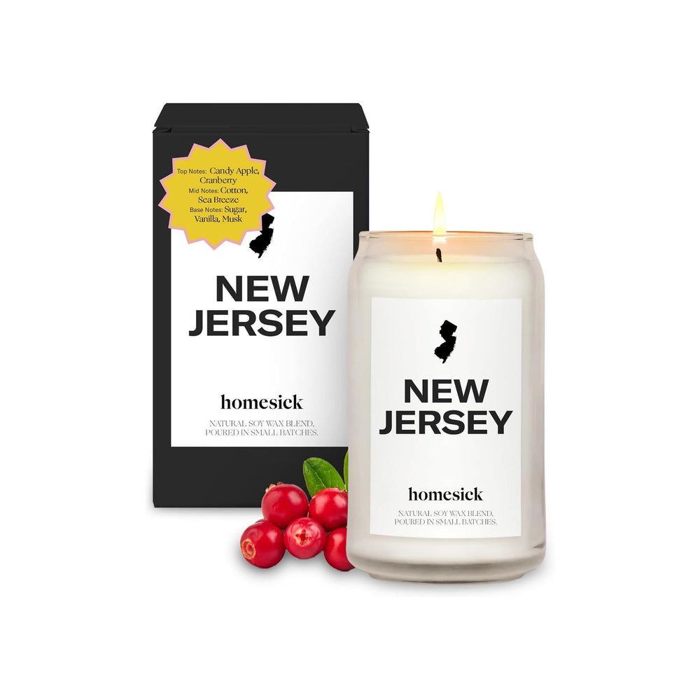 Homesick bougie New Jersey avant-packaging montrant design et élégance