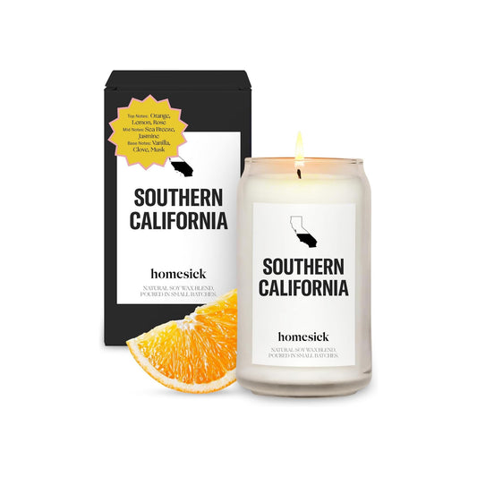 Homesick bougie Southern California vue de face pour décoration lumineuse