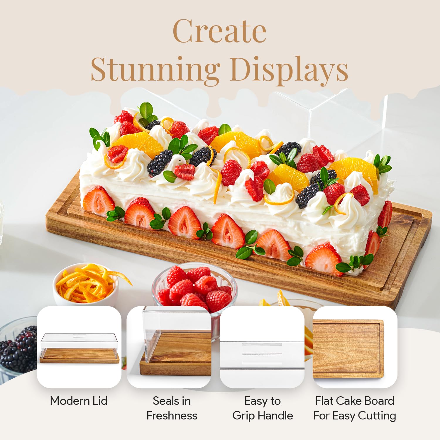 HOMESPHERE présentoir en usage sur buffet valorisant fromages et fruits