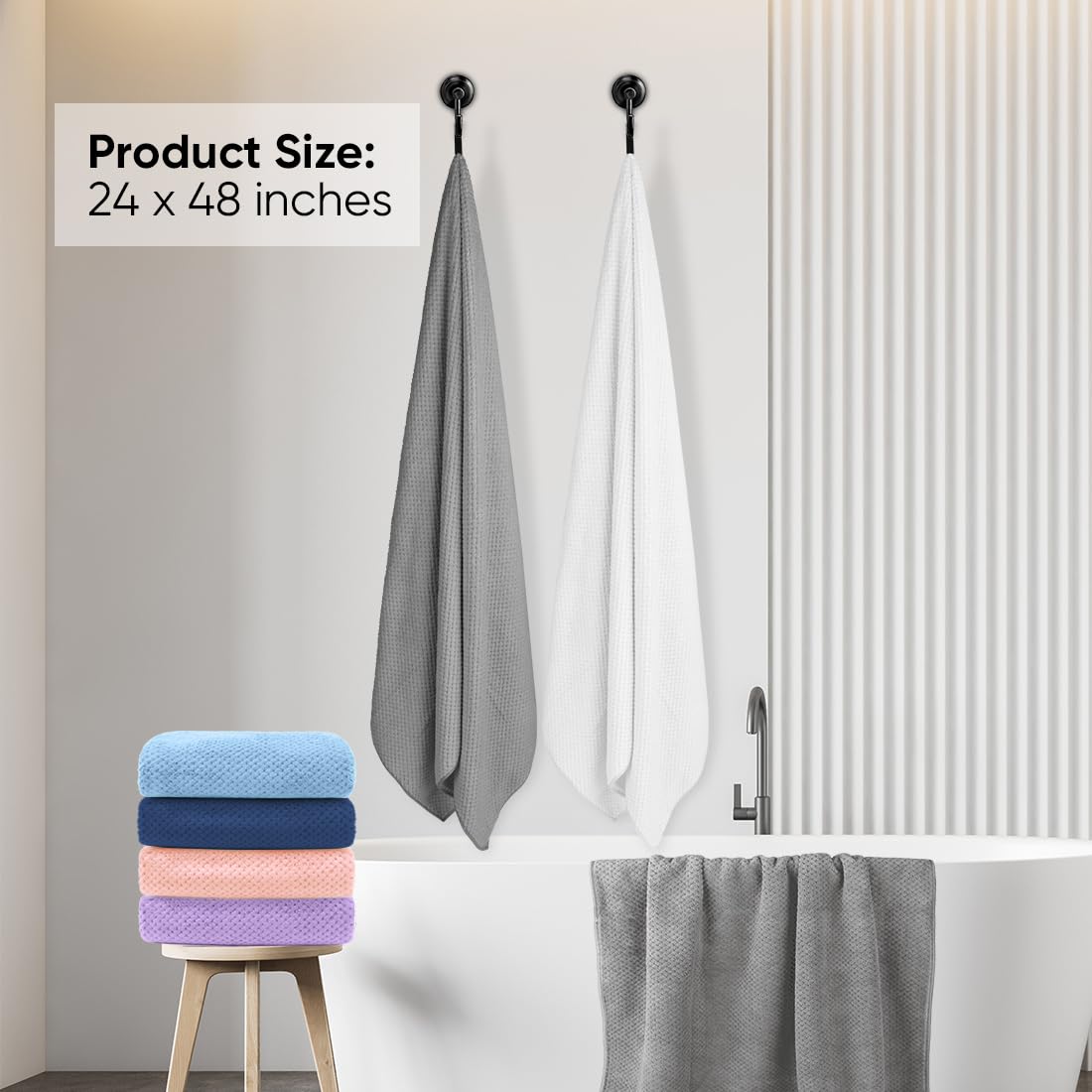 HOMEXCEL serviette en usage dans salle de bain confort et séchage rapide