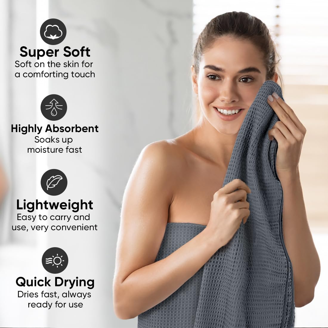 HOMEXCEL serviette en usage après douche offrant confort léger