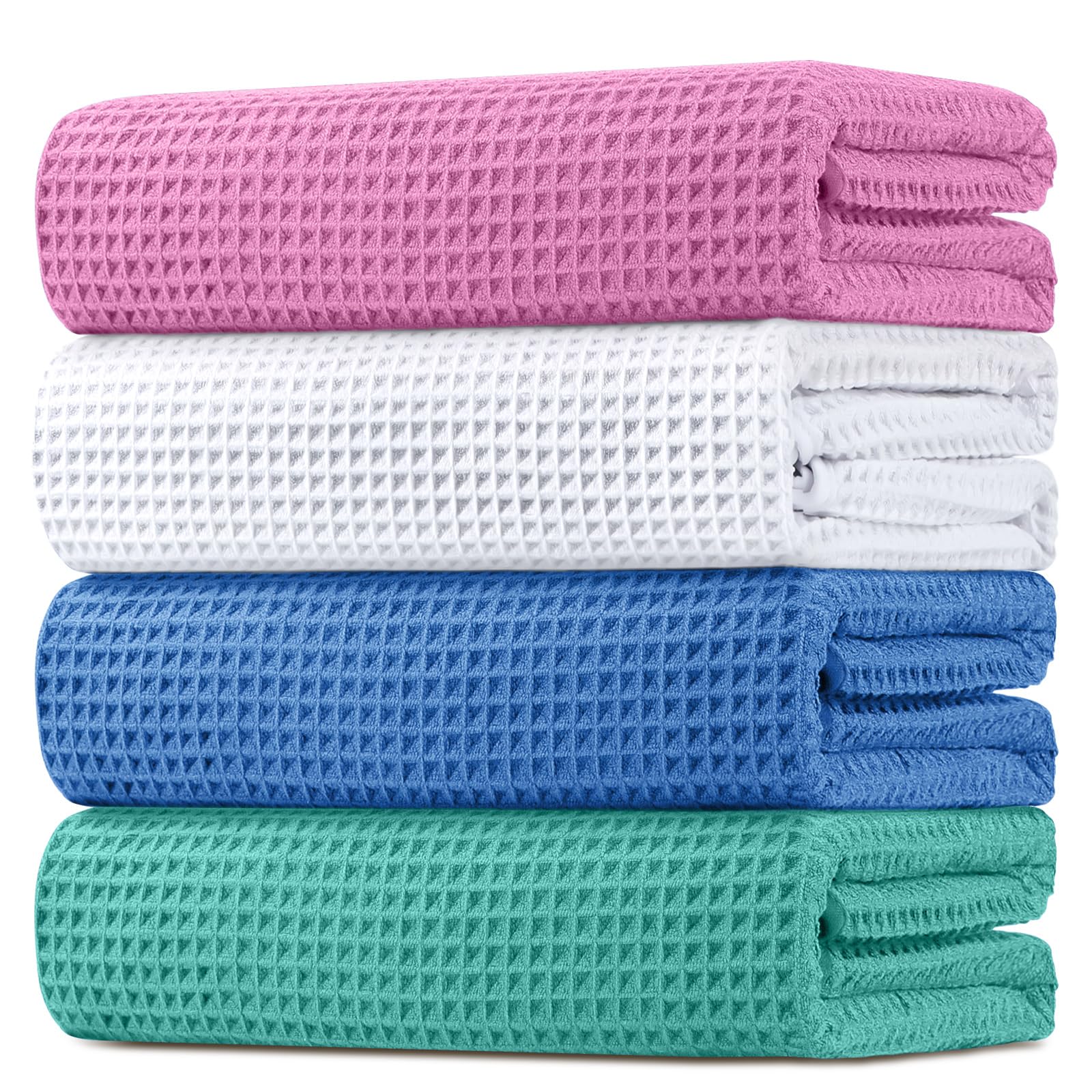 HOMEXCEL serviette gaufrée en lot de quatre, apparence soignée et gain de place