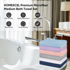 HOMEXCEL serviette pliée et étiquette affichant dimensions et qualité