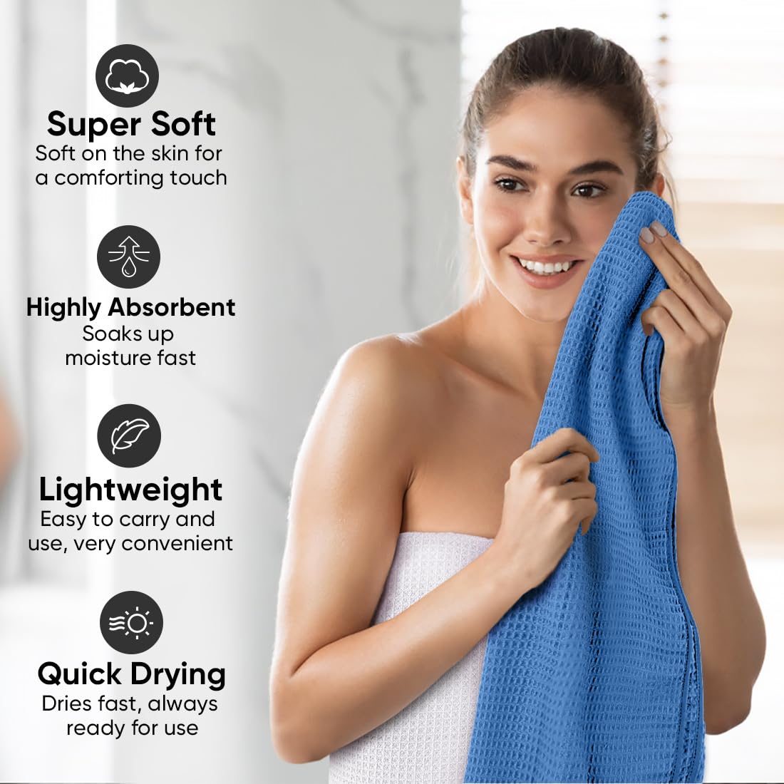 Serviette HOMEXCEL suspendue en salle de bain, séchage rapide et aération