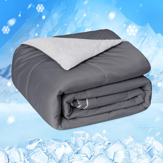 HOMFINE couette face avant gris montrant finition et style, pour un sommeil frais