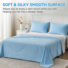 HOMFINE couette posée sur lit queen, confort léger pour nuits chaudes