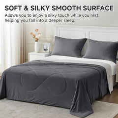 HOMFINE couette posée sur un lit twin illustrant l’effet rafraîchissant et l’aspect fini