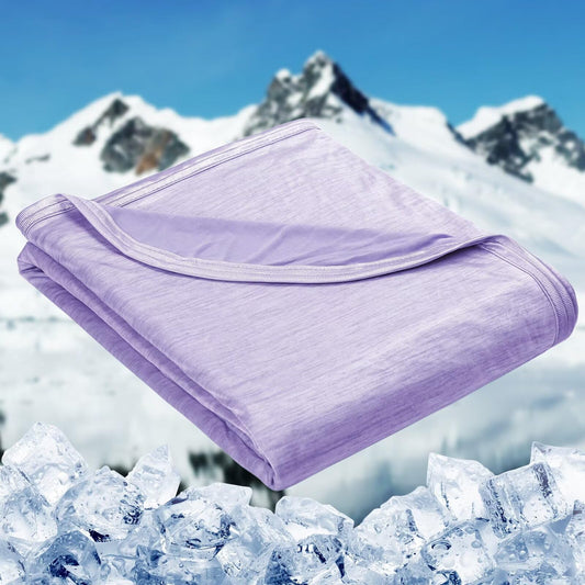 HOMFINE couverture face violet montrant surface respirante et sensation de fraîcheur