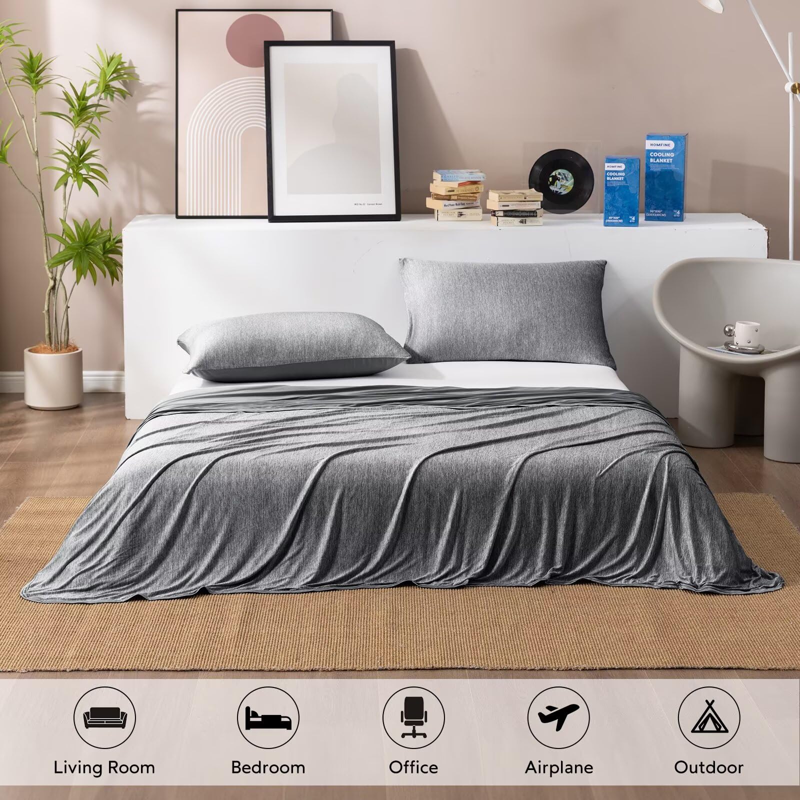 HOMFINE comparaison d'échelle taille Twin 60x80 pouces indiquant couverture complète