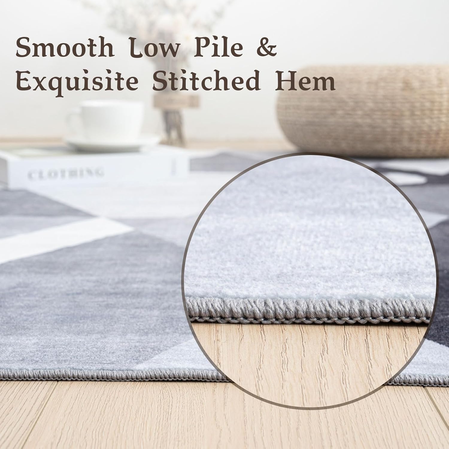 HOMFINE tapis en situation salon, réchauffe l'espace et harmonise déco