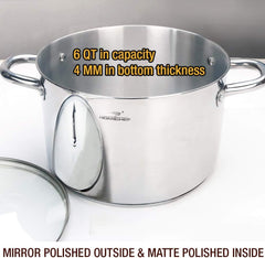 HOMICHEF détail base 4mm montrant stabilité et conduction thermique
