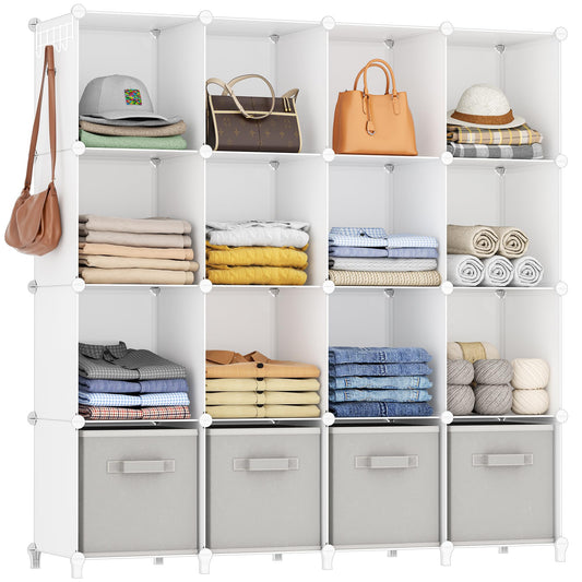 HOMIDEC vue frontale de l'organiseur 16 cubes pratique pour gain de place