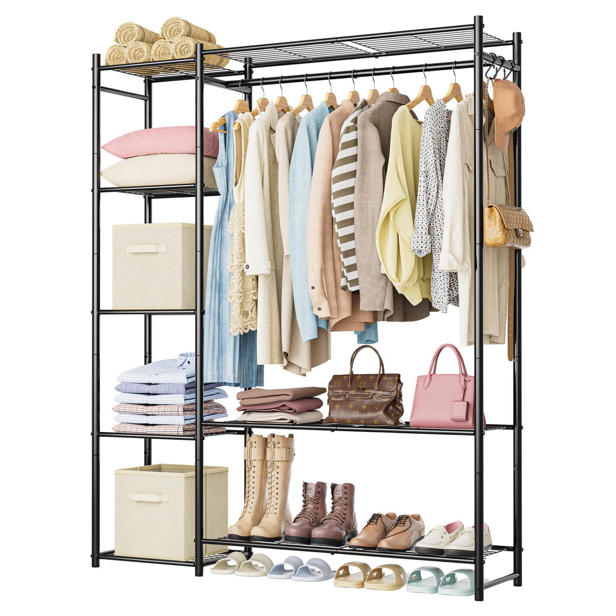 HOMIDEC armoire portable face avant montrant rangement visible et gain de place