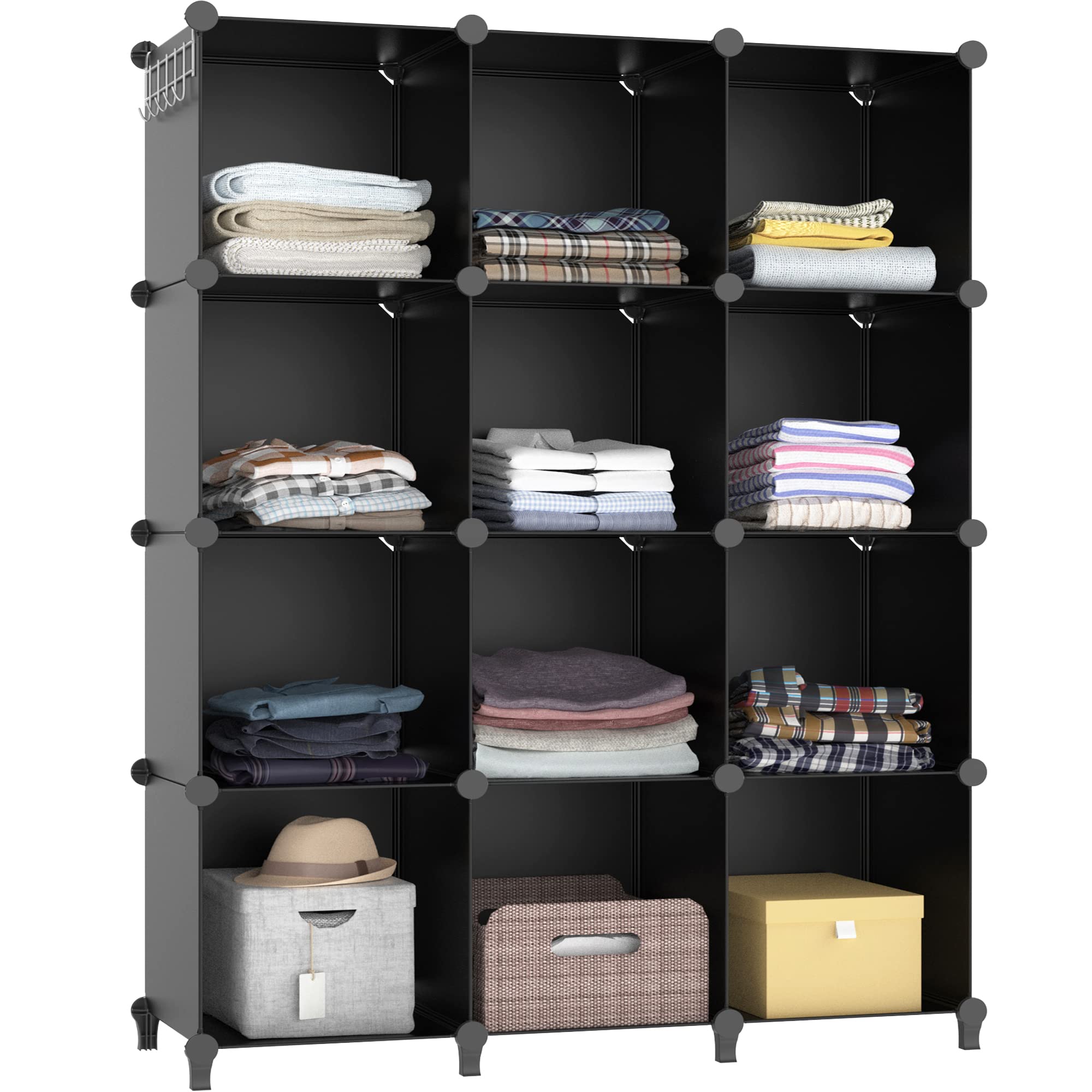 HOMIDEC organisateur 12 cubes face noir montrant rangement ordonné