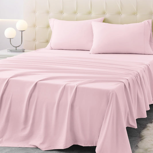 Homilay vue avant du set Twin XL montrant couleur rose pâle et finition hôtelière
