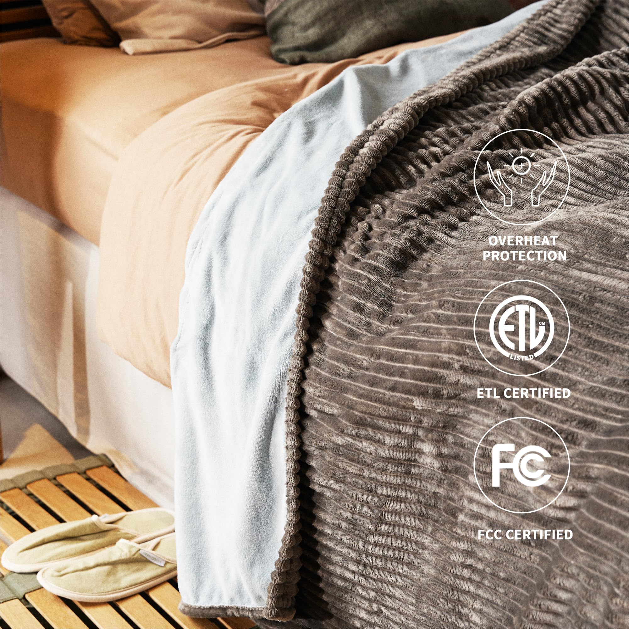 HOMISPRITE comparaison taille montrant couverture king size pour grand lit