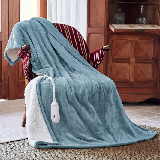 HOMISPRITE couverture chauffante face bleue, chaleur immédiate et esthétique