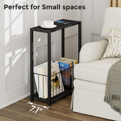 Homleke table côté usage sofa avec lampe et télécommande organisée