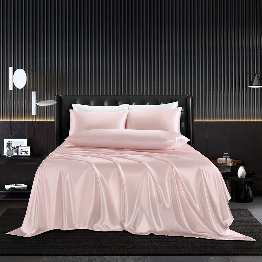 HommxJF ensemble draps rose blush sur lit, apporte élégance instantanée
