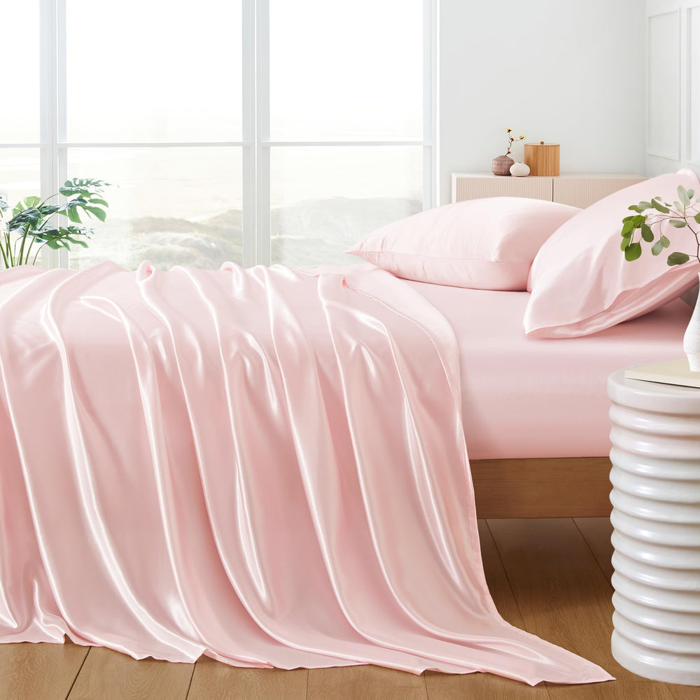 HommxJF chambre décorée avec draps blush, crée ambiance chaleureuse