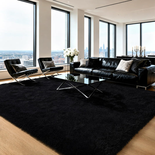 HOMORE vue avant du tapis noir offrant confort visuel